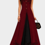 Embroidered Korean Raw Silk Gown and Trouser