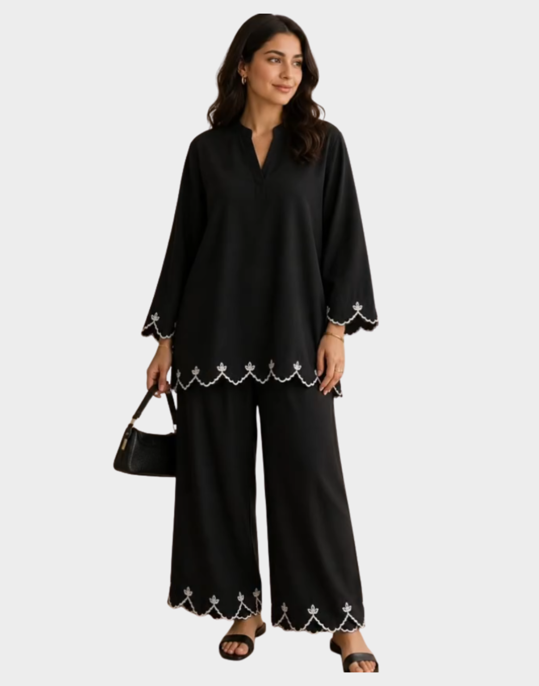 Black Embroidered Corset - Summer Linen