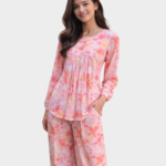 Premium quality summer linen fabric, floral print corset