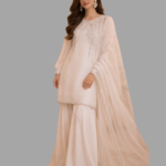 Festive Silk 3pc Suit - Tussle Silk with Organza Dupatta